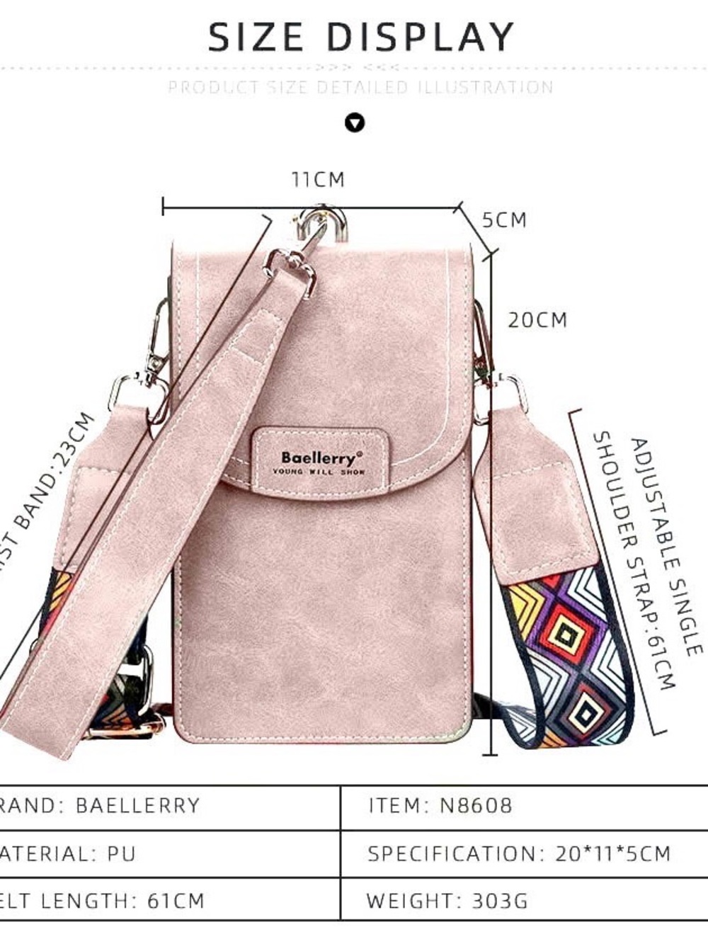 Pink Crossbody Phone Bag - Picture 2 of 3